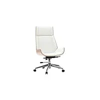 miliboo fauteuil de bureau de direction design blanc, bois clair et acier chromé curved
