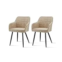 ofcasa lot de 2 fauteuils d'appoint en similicuir avec accoudoirs pour salon, réception, bureau beige