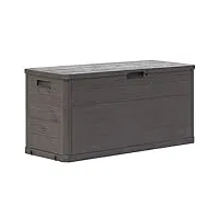 mewmewcat boîte de rangement coffre de rangement jardin exterieur coffre de rangement intérieure plastique 280 l 117 x 45 x 56 cm marron