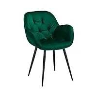ibbe design salina lot de 2 vert chaises salle à manger en tissu velours salle à manger salon bureau cuisine, fauteuil rembourré scandinaves, pieds en métal