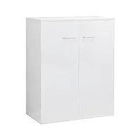 vidaxl buffet armoire de rangement commode meuble de rangement avec 2 portes salon chambre maison intérieur blanc brillant 60x30x75 cm aggloméré