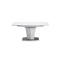 meubletmoi table de repas extensible 120/160 cm rectangulaire blanc et pied socle central acier et mdf - design contemporain - dona