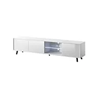 selsey galhad - meuble tv/banc tv (blanc mat/blanc brillant, 175 cm, éclairage led)