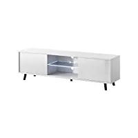 selsey lefyr - meuble tv/banc tv (blanc mat/blanc brillant, 140 cm, éclairage led)