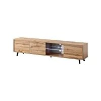 selsey galhad - meuble tv/banc tv (chêne wotan, 175 cm, éclairage led)
