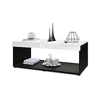 vladon table de salon pure, table basse rectangulaire, noir mat/blanc haute brillance (104 x 40,5 x 58 cm)