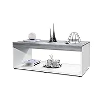 vladon table de salon pure, table basse rectangulaire, blanc mat/avola-anthracite (104 x 40,5 x 58 cm)