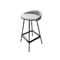tabourets de bar, haut en fer forgé, de café, de bar, de bar en tissu et cadre en métal et assise en lin, hauteur assise 66cm