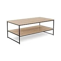 idmarket - table basse double plateau 113 cm detroit design industriel