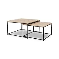 idmarket - lot de 2 tables basses gigognes detroit 60/70 design industriel