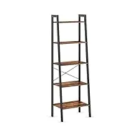 ballucci Étagère échelle, étagère à 5 niveaux, bibliothèque et étagère de rangement. 5 tier ladder shelf marron vintage