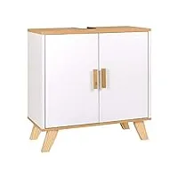 eugad 0018wy meuble sous lavabo armoire de toilette armoire sur pied avec 2 portes 60x30x60cm blanc