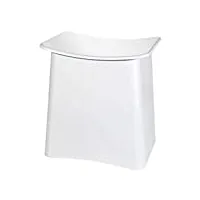 wenko tabouret panier à linge 2en1 plus, coffre à linge avec sac amovible et tabouret salle de bain, capacité 33l, plastique, 45x48x33 cm, blanc