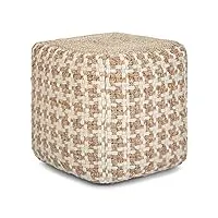 simplihome cullen pouf cube boho 45,7 cm en laine tissée naturelle et jute pour salon, chambre à coucher et chambre d'enfant