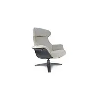 vega: fauteuil de relaxation manuel, design, confortable - bois noir - tissu microfibre beige