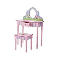 fantasy fields coiffeuse enfant avec tabouret miroir meuble en bois fille rose teamson td-13245a