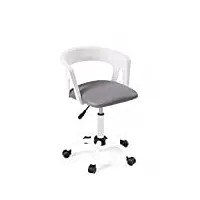 kayelles chaise fauteuil de bureau à roulettes, accoudoirs, hauteur réglable aya (blanc gris, tissu mesh)