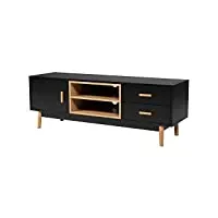 happy garden meuble tv ross noir. meuble bas style scandinave pour télévision et console de jeux. meuble avec armoires, tiroirs et étagères.