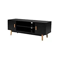 happy garden meuble tv joey noir. meuble bas style scandinave pour télévision et console de jeux. meuble avec armoires et étagères.