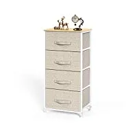 pipishell commode 4 tiroirs en tissu - meuble de rangement pratique pour chambre à coucher, chambre d'enfant, couloir (beige)
