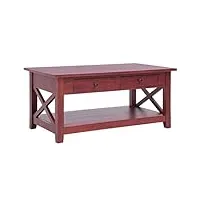 vidaxl table basse table d'appoint avec 2 tiroirs et une etagère table de salon bout de canapé maison salle de séjour marron bois d'acajou massif
