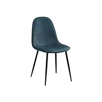zons lot de 2 stockholm chaise scandinave en tissus bleu petrole et empietement noir