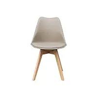 zons lot de 4 alba chaise en pp taupe aux pieds en bois style scandinave,
