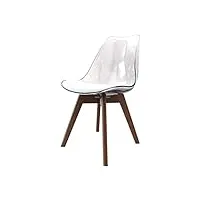 zons lot de 4 alba chaise en pp transparent aux pieds en bois style scandinave,