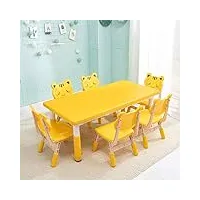 xggyo ensembles chaise de table en plastique, enfants Étudie bureau jeux Éducatifs meubles de salle pour la maternelle accueil/yellow cartoon / 1 table 6 chairs