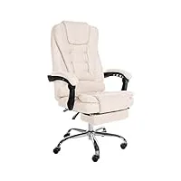 clp fauteuil de bureau a roulettes oxygen en similicuir ou en tissu i chaise de cadres avec accoudoirs i réglable en hauteur et pivotante, couleur:crème, matière:tissu
