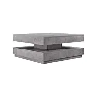 [en.casa] table basse avec plateau tournant panneau de fibre de bois gris béton 76 x 76 x 38 cm