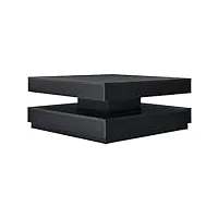 [en.casa] table basse avec plateau tournant panneau de fibre de bois noir 76 x 76 x 38 cm