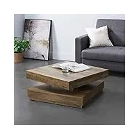 [en.casa] table basse avec plateau tournant panneau de fibre de bois couleur effet bois 76 x 76 x 38 cm