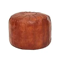wohnling tabouret cuir véritable marron 52 x 40 x 52 cm ottoman de salon | pouf tabouret design oriental | tabouret rembourré orient repose-jambes canapé