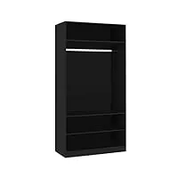 vidaxl garde-robe armoire de rangement etagère à vêtements meuble de rangement organisateur chambre à coucher noir 100x50x200 cm aggloméré