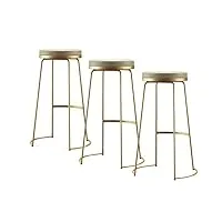 tabouret de bar collection de tabourets hauts modernes | tabouret de bar blanc contemporain velours rembourré ensemble de 3 pièces chaises de petit déjeuner avec pieds en métal doré poli chaise de s