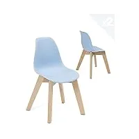 kayelles lot de 2 chaises enfant scandinave juba (bleu)