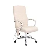 chaise de bureau valais en similicuir ou tissu avec la fonction massage i fauteuil de bureau réglable en hauteur et pivotant i ergonomique, couleur:crème, matière:tissu