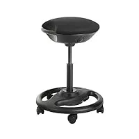 songmics tabouret de travail dynamique, chaise de bureau pivotante ergonomique, avec roulettes, siège extra large, inclinaison à 10°, hauteur réglable, rembourrage épais, noir osc06bk