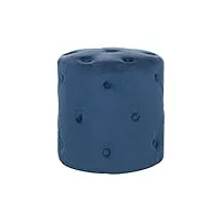 pouf de forme cylindrique type chesterfield fabriqué en velours synthétique bleu foncé pour salon ou chambre moderne beliani