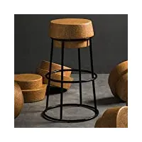 mmli-tabourets tabouret de bar rond en liège base en fer noir repose-pieds haut designer de chaise de café pour pub bistro cuisine (45cm, 65cm, 75cm)