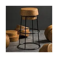 mmli-tabourets tabouret de bar rond en liège base en fer noir repose-pieds haut designer de chaise de café pour pub bistro cuisine (45cm, 65cm, 75cm)