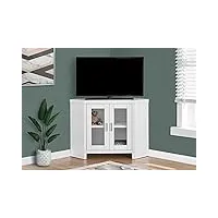 monarch specialties meuble tv d'angle avec portes en verre blanc 42 l