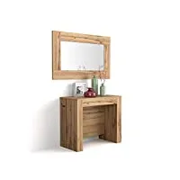 mobili fiver, table console extensible avec rallonges intégrées, easy, bois rustique, made in italy