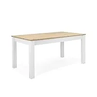 homestyle4u 1936 table de salle à manger extensible en bois de chêne blanc 160 x 90 cm