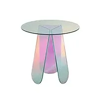 jhbw table basse moderne en acrylique plexiglass, traitement de film de couleur par gradient de surface, décoration de canapé de chambre à coucher de balcon de salon, ronde, l: 52 / 65cm