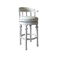 mmli-tabourets chaise de bar pivotante style européen dossier en bois massif repose-pieds haut en cuir véritable maison rétro américain tabouret de bar rembourré (marron, vert, blanc)