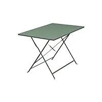 alice's garden - table de jardin bistrot pliable - emilia rectangle vert de gris- table rectangle 110x70cm en acier thermolaqué