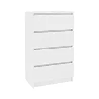 vidaxl buffet armoire à tiroirs commode armoire de rangement dressoir meuble de rangement avec 4 tiroirs blanc 60x35x98,5 cm bois d'ingénierie