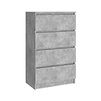 vidaxl buffet armoire à tiroirs commode armoire de rangement dressoir meuble de rangement avec 4 tiroirs gris béton 60x35x98,5 cm bois d'ingénierie